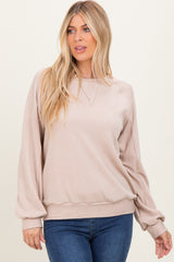 Cream Textured Rib Knit Maternity Pullover
