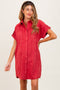 Rust Faux Suede Button Down Maternity Shirt Dress