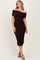 Brown Off Shoulder Ruched Midi Dress
