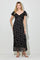Black Floral Chiffon Midi Dress
