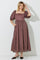 Brown Polka Dot Square Neck Midi Dress