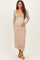 Beige Floral Sweetheart Neckline Long Sleeve Maternity Maxi Dress