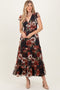 Black Floral Chiffon V-Neck Maxi Dress