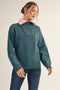 Dark Teal Contrast Collar Half Zip Sweater