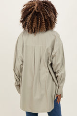 Light Olive Chambray Button Down Maternity Top