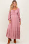 Mauve Ruffled Fit And Flare Maternity Maxi Dress
