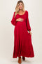 Red Ruffled Fit And Flare Maternity Maxi Dress