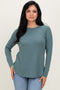 Jade Baby Waffle Knit Long Sleeve Top