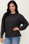 Black Brushed Ribbed Knit Pullover