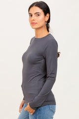 Charcoal Basic Long Sleeve Top