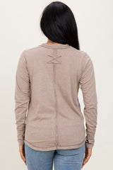 Heather Mocha Long Sleeve Exposed Seam Top