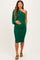 Forest Green Ruched Mesh One Shoulder Long Sleeve Maternity Midi Dress