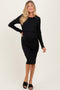 Black Ribbed Knit Long Sleeve Nursing Maternity Dress