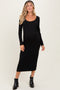 Black Scoop Neck Long Sleeve Maternity Midi Dress