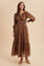 Mocha Printed Smocked Waist Tiered Maxi Dress