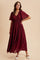 Burgundy Swiss Dot Crochet Lace Accent Maxi Dress