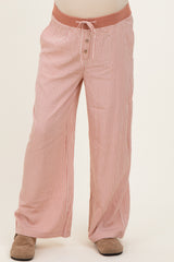 Mauve Gingham Drawstring Maternity Lounge Pants