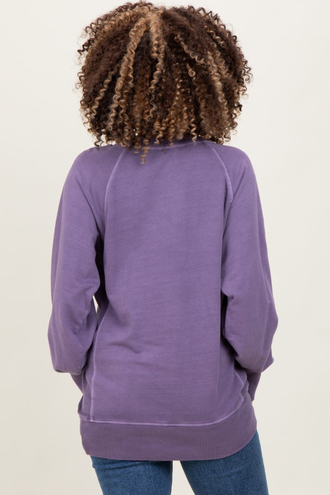 Lavender Vintage Wash French Terry Maternity Pullover