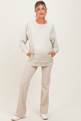 Cream Vintage Wash French Terry Maternity Pullover