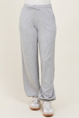 Heather Grey Scuba Drawstring Waist Relaxed Jogger Sweatpants