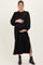 Black Side Slit Detail Solid Maternity Midi Dress