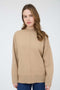 Camel Front Seam Mock Neck Sweater