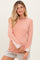 Peach Textured Rib Crochet Lace Detail Long Sleeve Maternity Top