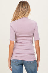 Mauve Soft Brushed Knit Mock Neck Maternity Top