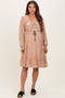 Mocha Floral Velvet Ruffle Accent Maternity Dress