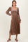 Mocha Velvet Smocked Long Sleeve Midi Dress