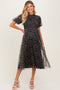 Black Floral Smocked Puff Sleeve Chiffon Maternity Midi Dress