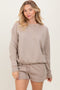 Beige Fleece Sweatshirt Shorts Set