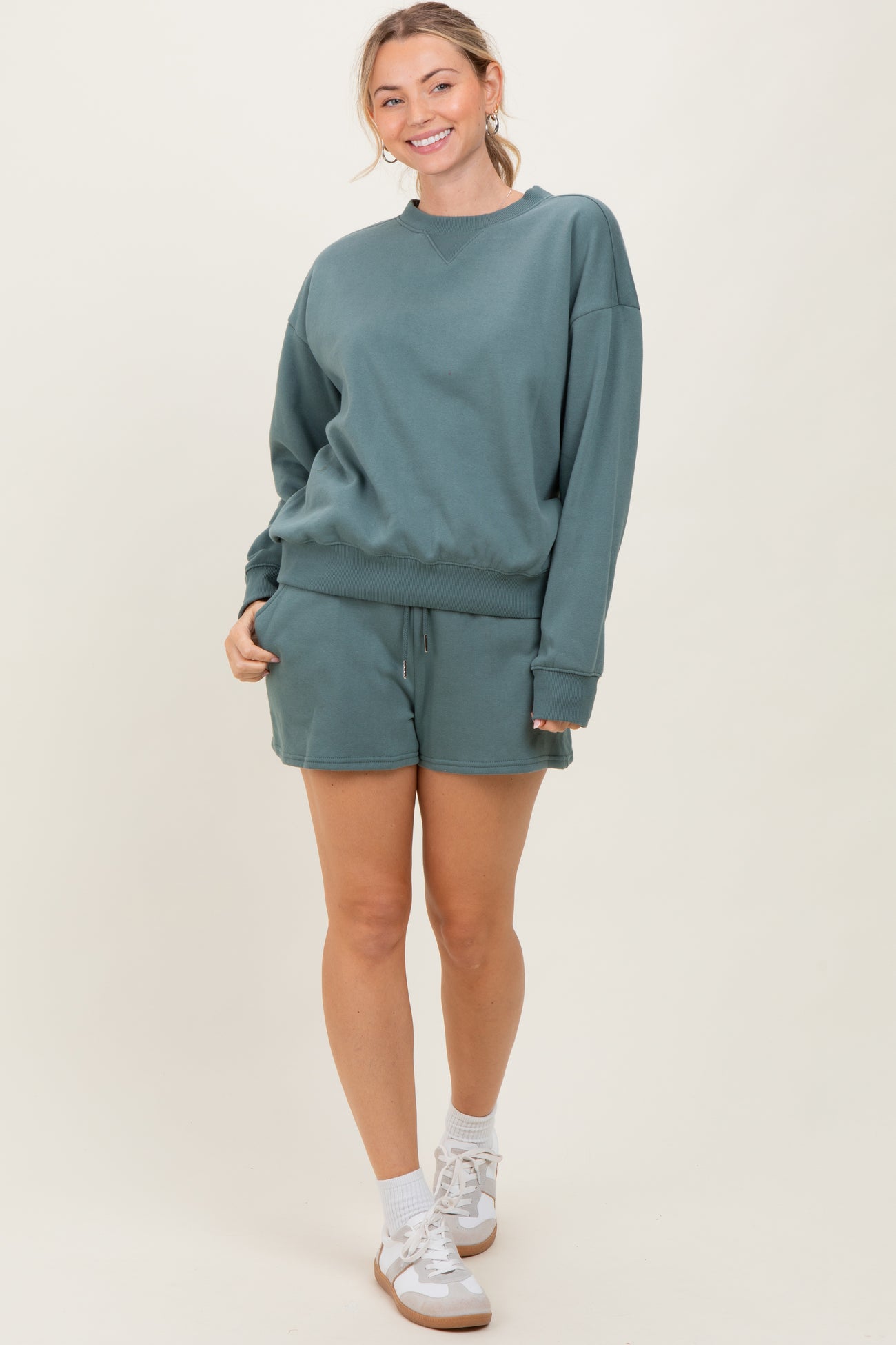 Jade Fleece Sweatshirt Shorts Set
