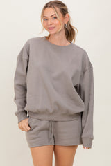 Taupe Fleece Sweatshirt Shorts Set