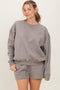 Taupe Fleece Sweatshirt Shorts Set