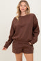 Brown Fleece Sweatshirt Shorts Set