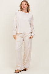 Cream Crewneck Pullover Pant Set