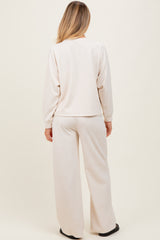 Cream Crewneck Pullover Pant Maternity Set