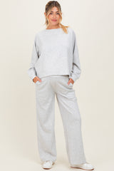 Heather Grey Crewneck Pullover Pant Maternity Set