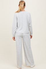 Heather Grey Crewneck Pullover Pant Maternity Set