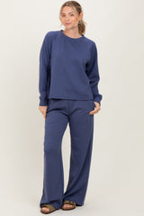 Blue Crewneck Pullover Pant Set