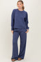 Blue Crewneck Pullover Pant Set