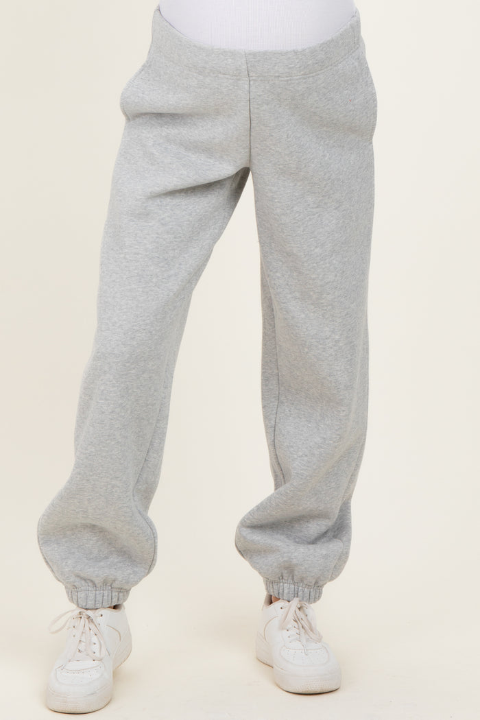 Heather Grey Fleece Maternity Sweatpants
