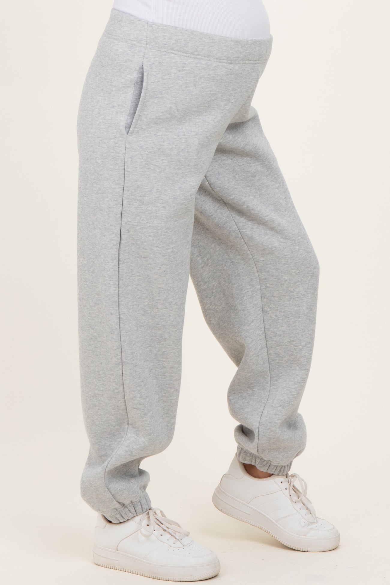 Heather Grey Fleece Maternity Sweatpants