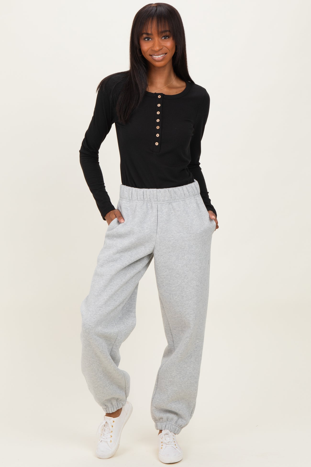 Heather Grey Fleece Maternity Sweatpants