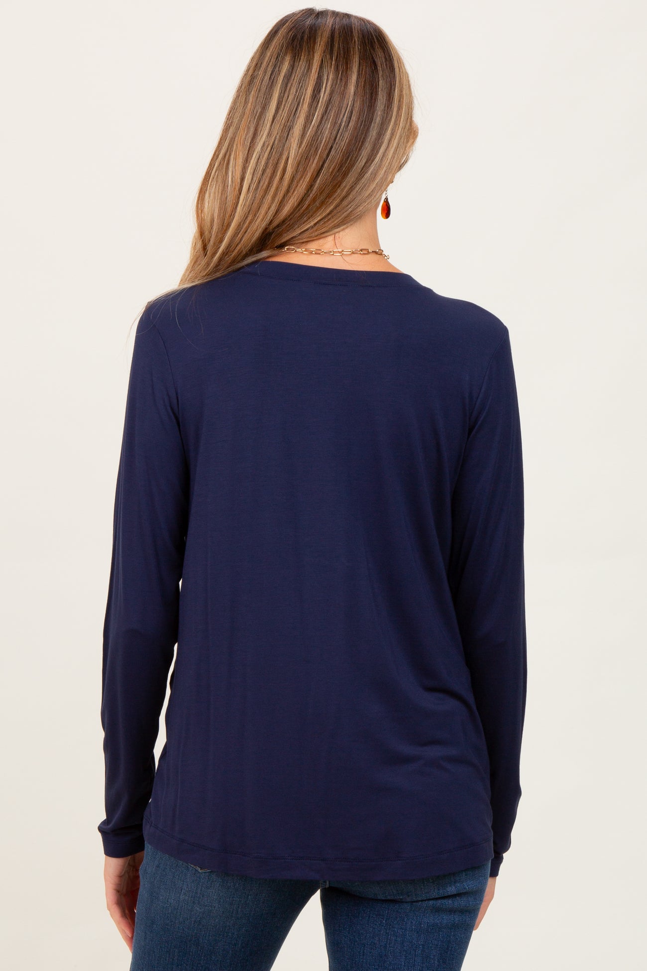 Navy Blue Long Sleeve Maternity Top