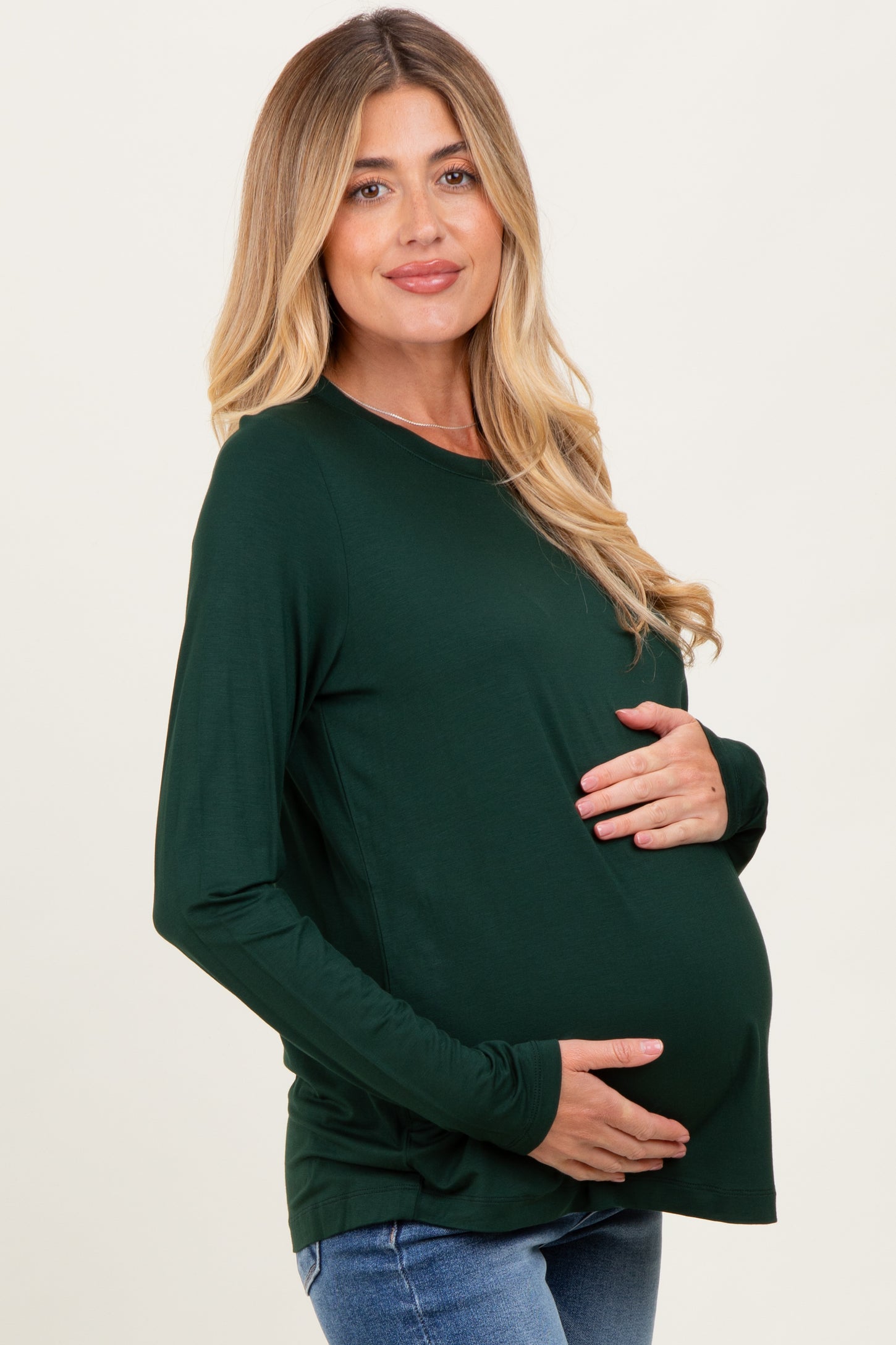 Forest Green Long Sleeve Maternity Top