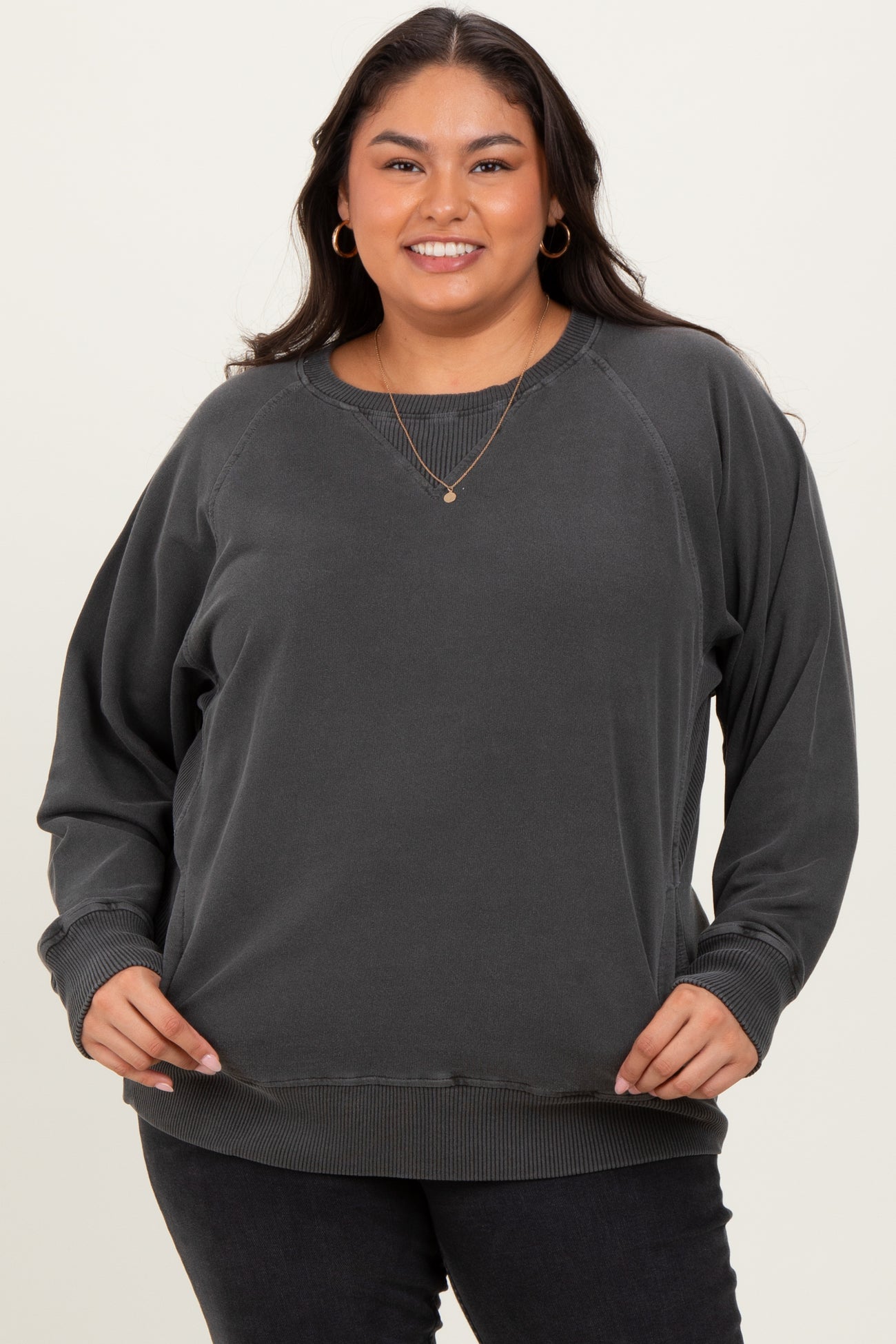 Charcoal Vintage Wash French Terry Plus Pullover