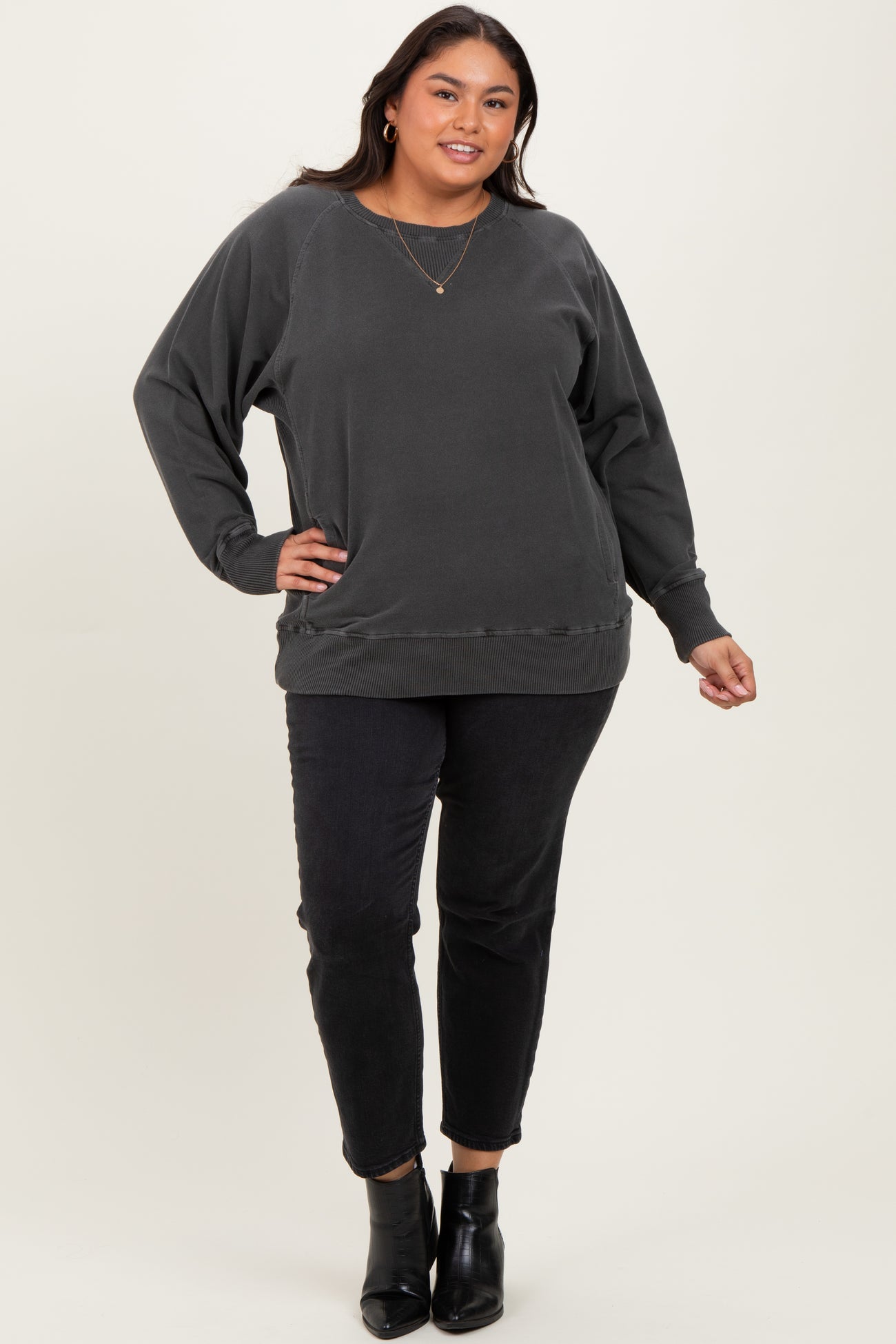 Charcoal Vintage Wash French Terry Plus Pullover