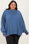 Blue Mock Neck Exposed Seam Sweater